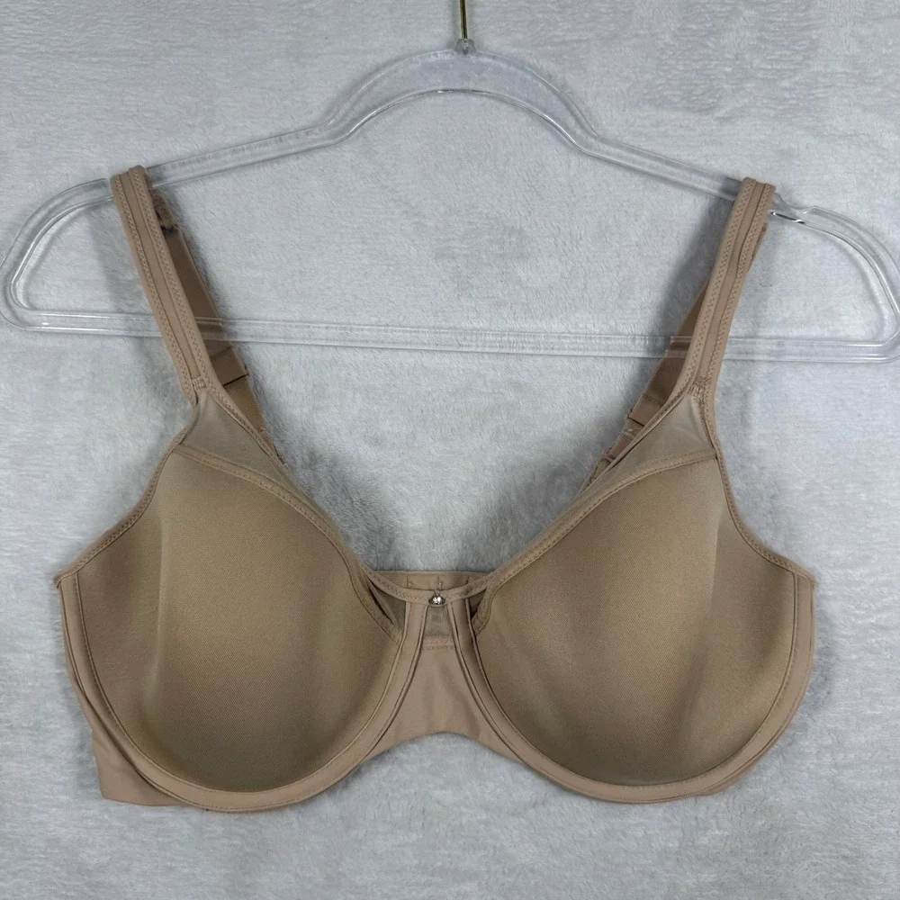 Bali 3439 BB06 Nude Full Coverage Underwire Bra Mesh Trim 36D Tan Beige